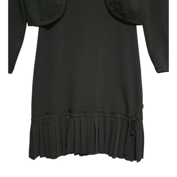 BCBG MaxAzria 2 Piece Shift Ponte Knit Dress Cardigan Set Womens Large Black - Picture 8 of 11